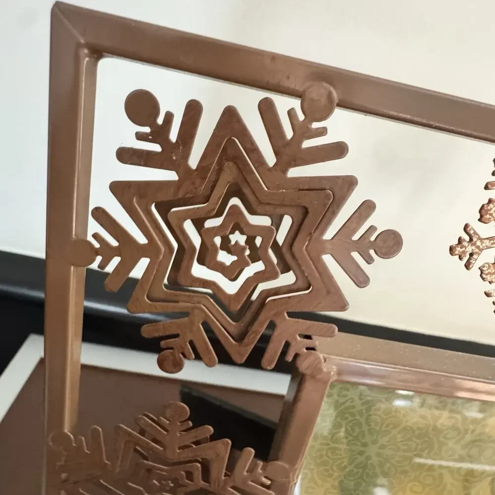 St Nicholas Square Snowflake Photo Frame 4”x6” Bonze Tone Metal Rustic